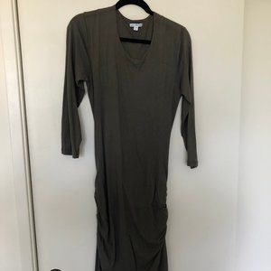 James Perse Ruched Midi Open Back Dress Size L